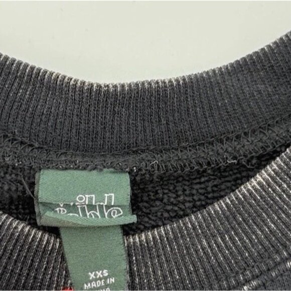 Wild Fable Manhattan Oversized Sweatshirt Black Stone Wash Bling Size XXS - Picture 3 of 6
